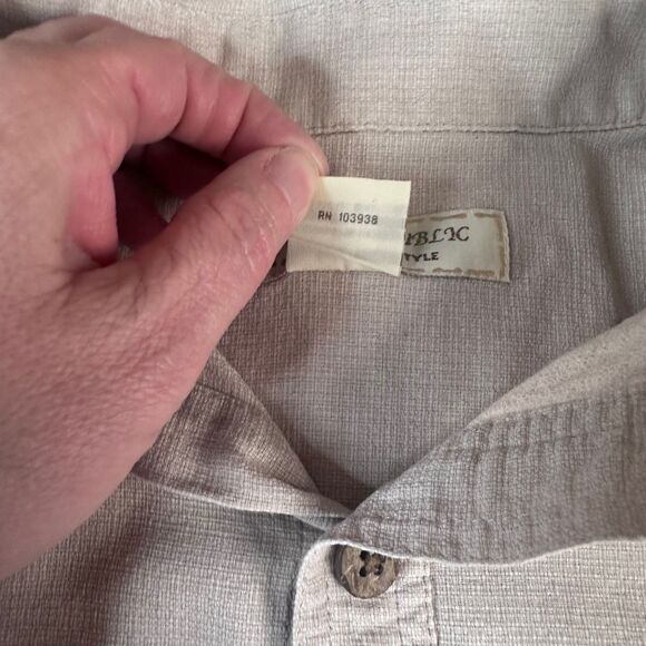Island Republic Silk Blend Shirt XXL Beige Short Sleeve 55% Silk Button Up - Picture 4 of 7